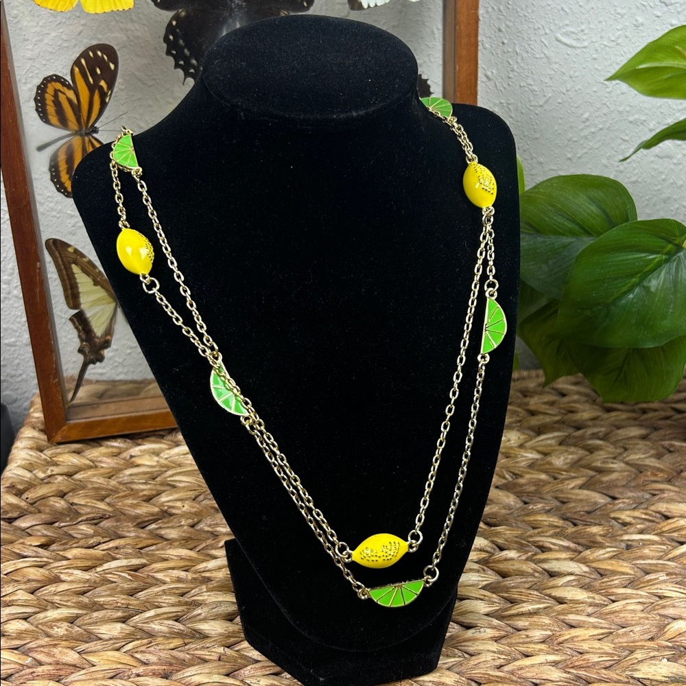 Lilly Pulitzer Lemon Lime Enameled Long Double Strand Necklace